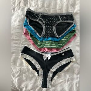 Set of 5 aerie Women's Lace Trimmed Underwear XS